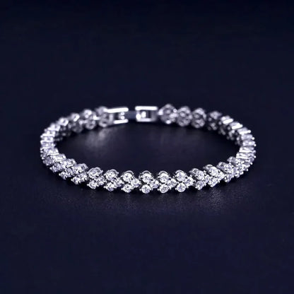 Wedding Jewelry - Silver Cubic Zirconia Bridal Three-Piece Jewelry Set