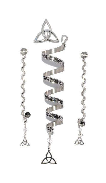 Celtic eternity stainless steel hair wrap set with spiral ponytail coil