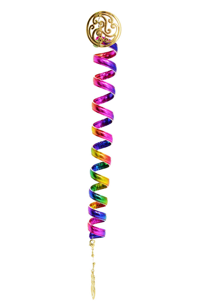 Celtic Rainbow Gold Ponytail Wrap Set – 12" Festival Hair Accessory front view