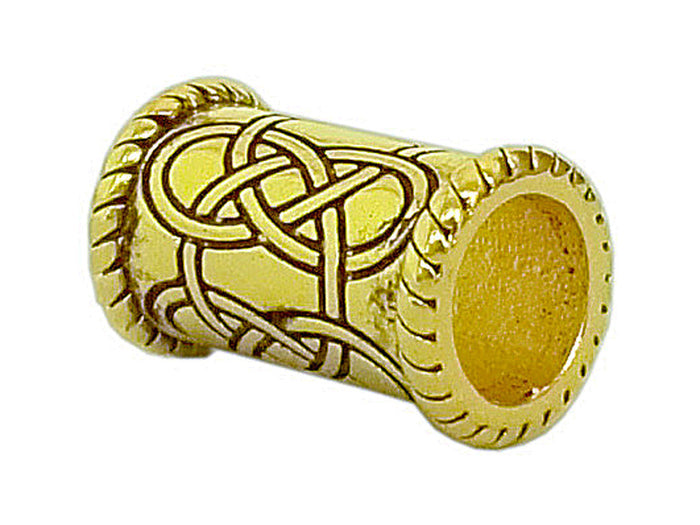 Celtic Strength Hair Bead - 14k Gold Overlay Viking Braid Jewelry side view