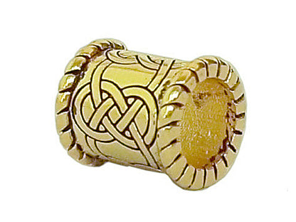 Celtic Strength Hair Bead - Wide 14k Gold Overlay Viking Jewelry side view