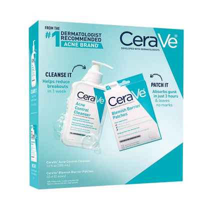 CeraVe Acne Cleanser 12 Oz + Blemish Patch Set 22 Ct