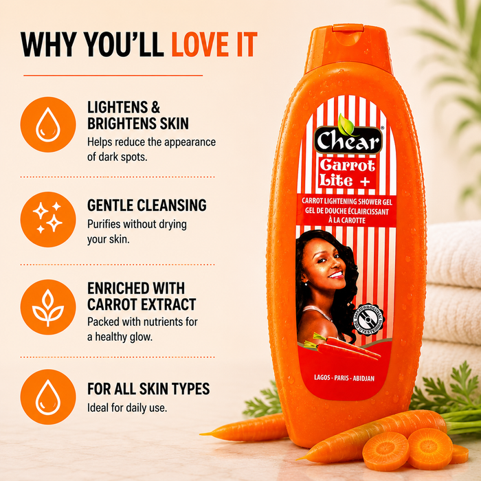 Chear Carrot Skin Brightening Shower Gel 750ml | Vitamin C & Niacinamide Body Wash for Glowing, Smooth & Even Skin