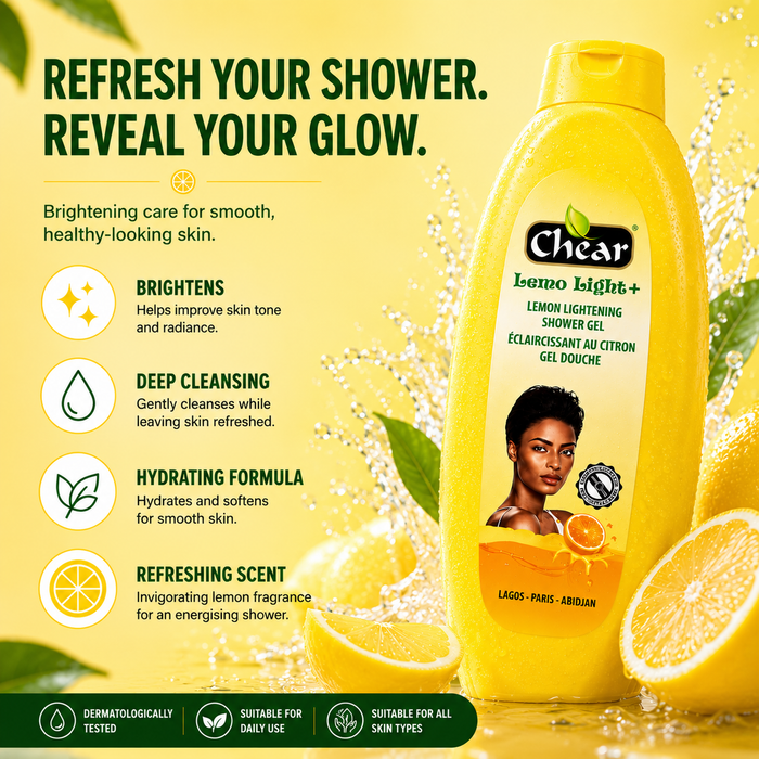 Chear Lemon Skin Brightening Shower Gel 750ml with Niacinamide, Vitamin C & Citric Acid | Glow Boosting Lemon Body Wash
