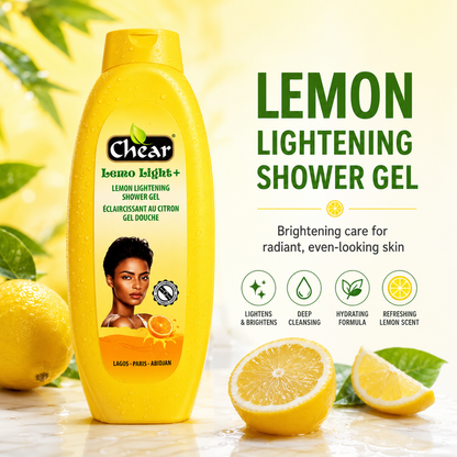 Chear Lemon Skin Brightening Shower Gel 750ml with Niacinamide, Vitamin C & Citric Acid | Glow Boosting Lemon Body Wash