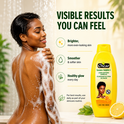 Chear Lemon Skin Brightening Shower Gel 750ml with Niacinamide, Vitamin C & Citric Acid | Glow Boosting Lemon Body Wash