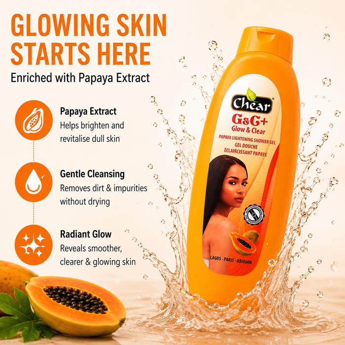 Chear Papaya Skin Brightening Shower Gel 750ml | Vitamin C & Niacinamide Body Wash for Glowing, Smooth & Even Skin