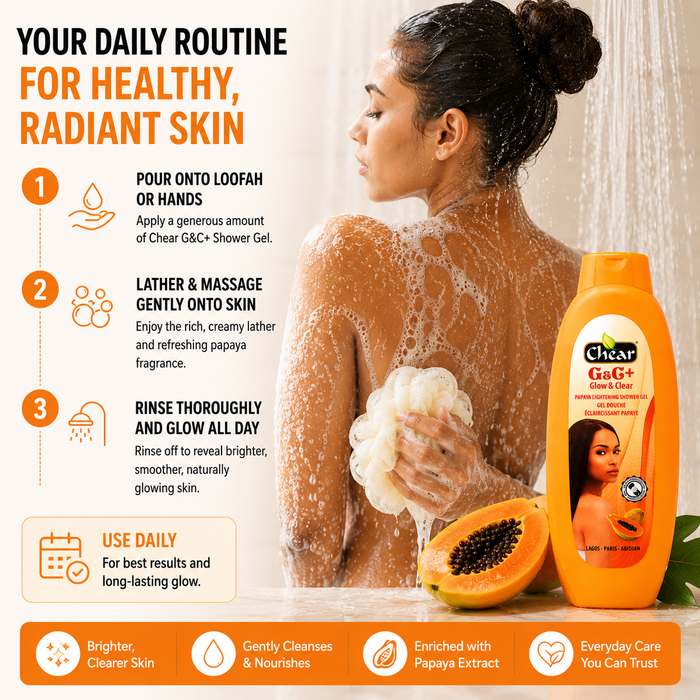 Chear Papaya Skin Brightening Shower Gel 750ml | Vitamin C & Niacinamide Body Wash for Glowing, Smooth & Even Skin