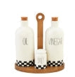 Checkered Oil & Vinegar Caddy Set