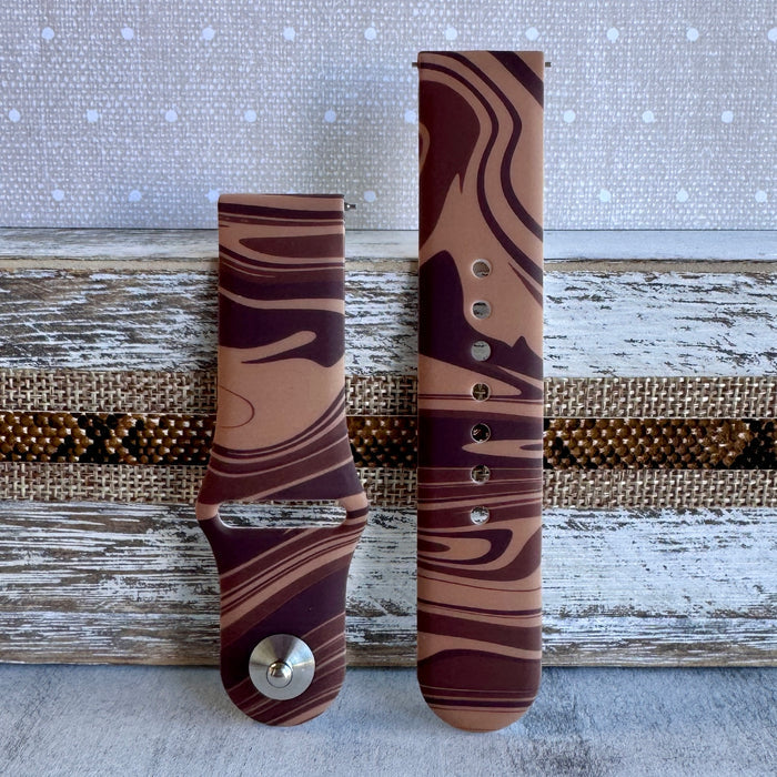 Chocolate Swirl Print Silicone Band For Samsung Watch