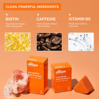 Clean, powerful ingredients: Biotin - nourishes for thicker, fuller looking hair. Caffeine - perky strands without heavy residue. Vitamin B5 - moisturises without heaviness.