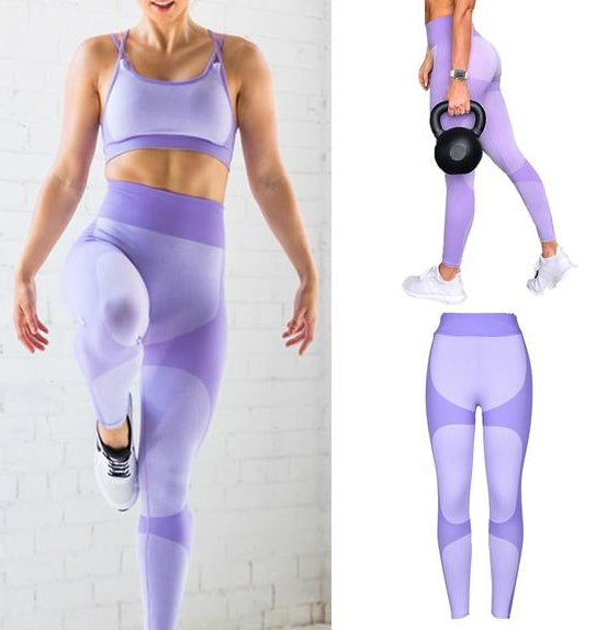 Women wearing Clarke leggings purple high-waist yoga pants