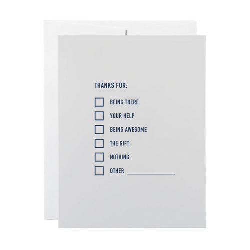 CLASSY CARDS Greeting Card - THANKS CHECKLIST CARD