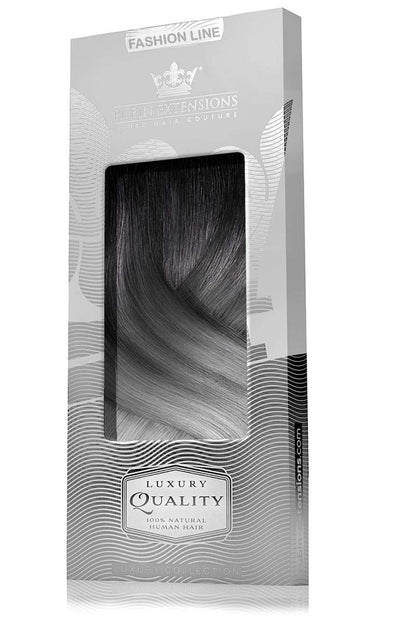 CLIP-IN EXTENSIONS LUXURY  OMBRÉ BALAYAGE Jet Black & Metallic Silver Blonde