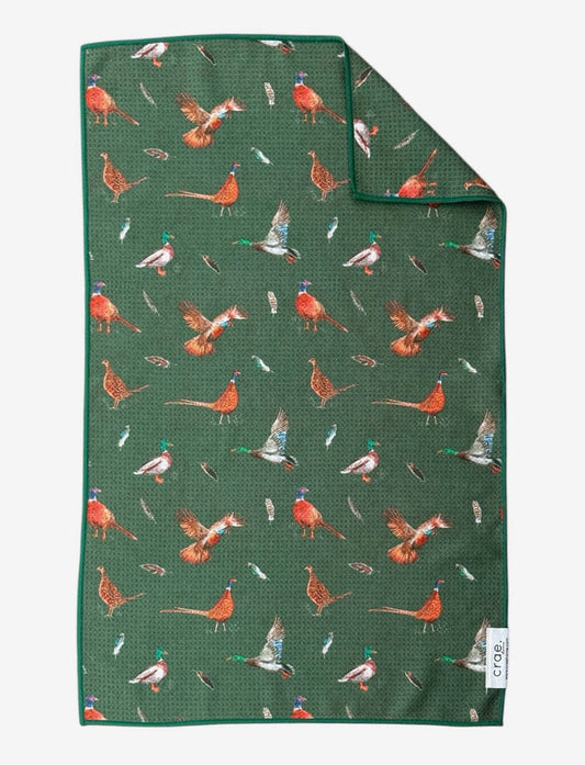 Crae Home Pheasant: Double Sided Hand Towel - Blue 17x27in