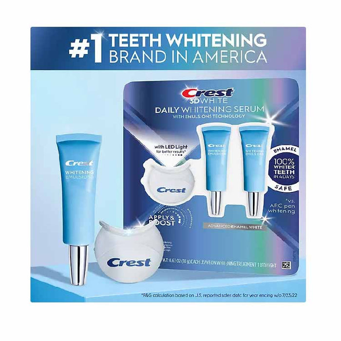 Crest 3DWhite Daily Whitening Serum, Advanced Enamel White + LED Light Treatment