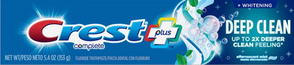 Crest Complete Plus Deep Clean Whitening Toothpaste – Effervescent Mint – 5.4 oz - 12 Pack