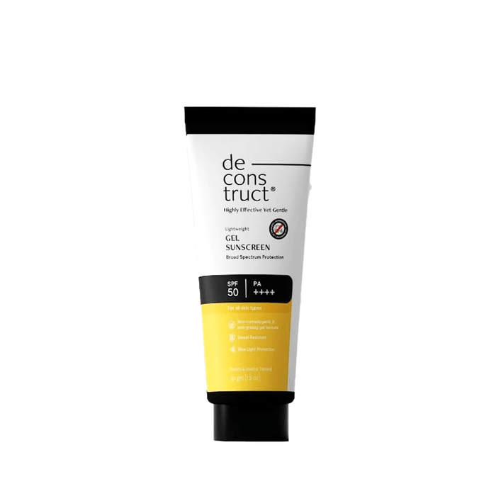 Deconstruct Lightweight Gel Sunscreen| SPF 55+ and PA+++ - No White Cast for Men & Women, 50gm - Beauty Tribe