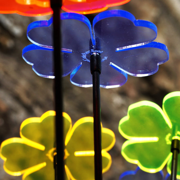Double Blossom Garden Stakes – Set of 5 | Fluorescent Garden Décor | Small, Medium & Large