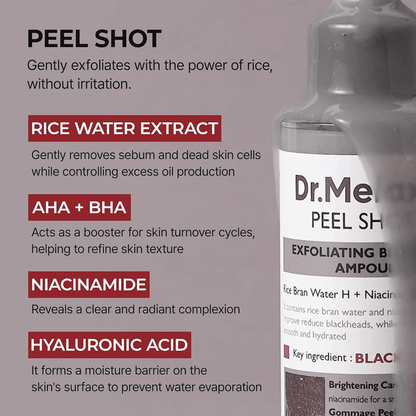 Dr. Melaxin Peel Shot Exfoliating Black Rice Ampoule 80ml - Beauty Tribe