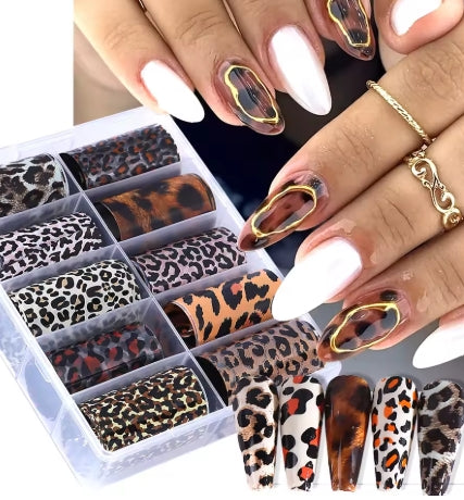 Dream Goddess Nails Nail Art Foil Transfer Leopard Print 10 Pack