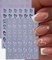 Dream Goddess Nails Nail Art Sticker Heart Design Black/White/Pink 3 Pack