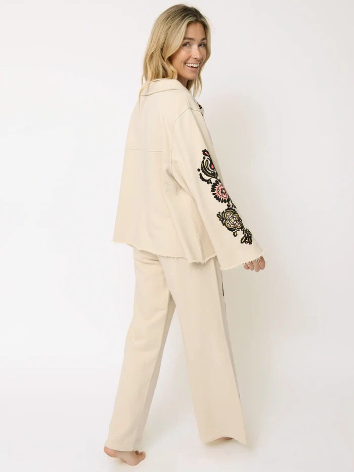 Easy Does It Embroidered Sweatshirt - Cream-view 5