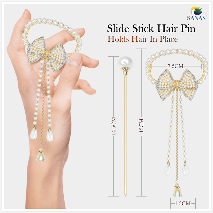 Pearl Bow Hairpin with Tassel Hair Accessories for Women