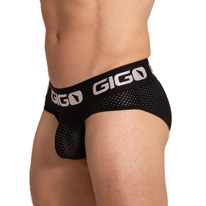 Energetic Black Brief vista frontal de Gigo Underwear