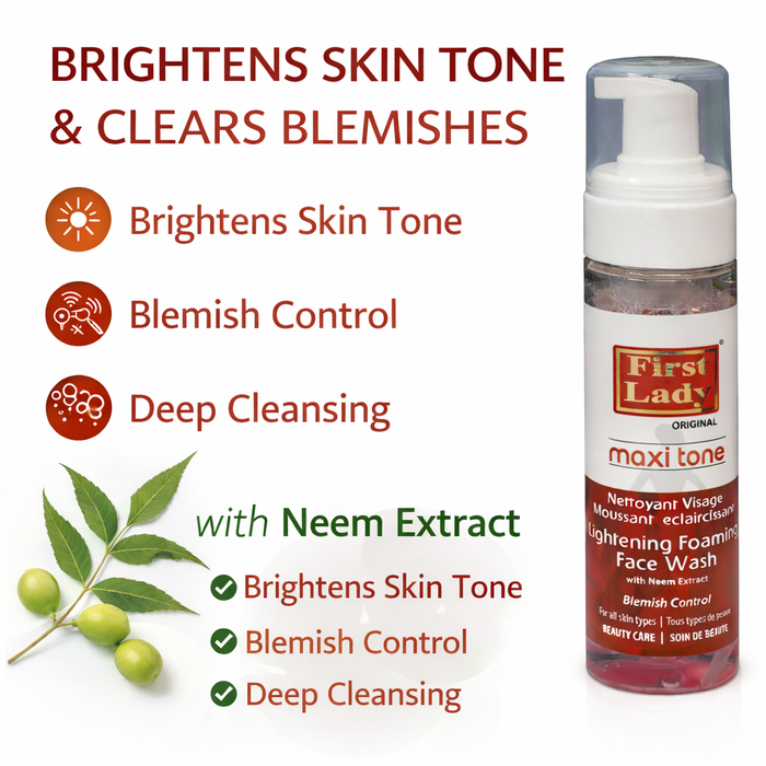 First Lady Maxi Tone Neem & Niacinamide Foaming Face Wash 200ml – Deep Cleansing Brightening Facial Cleanser