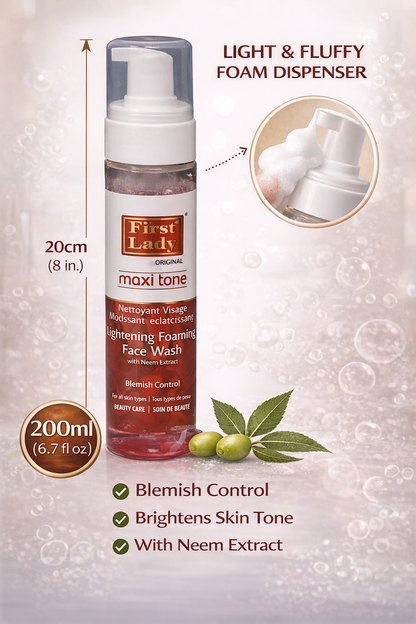 First Lady Maxi Tone Neem & Niacinamide Foaming Face Wash 200ml – Deep Cleansing Brightening Facial Cleanser