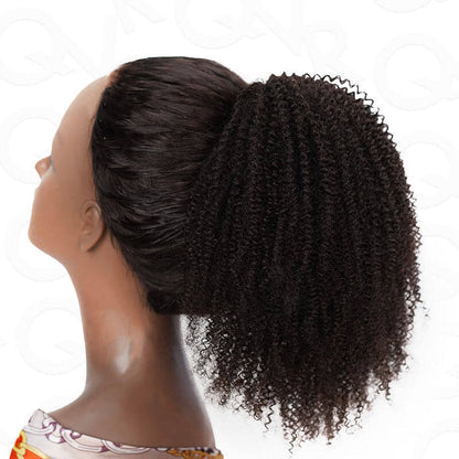 Flash Sale|QVR Drawstring Ponytail Extension Afro Kinky Curly Human Hair