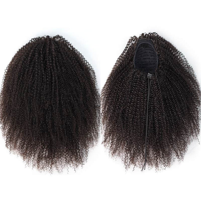Flash Sale|QVR Drawstring Ponytail Extension Afro Kinky Curly Human Hair