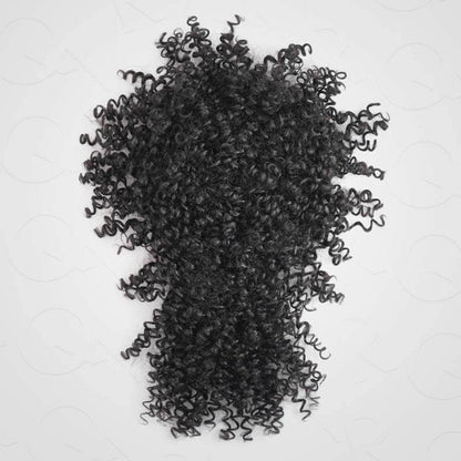 short curly drawstring ponytail human hair extensions with bangs