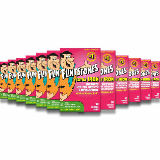 Flintstones - Chewable Kids Multivitamin with Vitamin C, D, B12 & Iron for Toddlers - 90 Count - 24 Pack