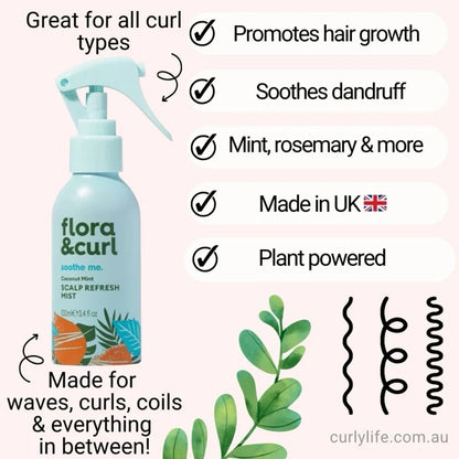 Flora & Curl Coconut Mint Scalp Refresh Mist, day two curl reviver for reshaping curls without washing