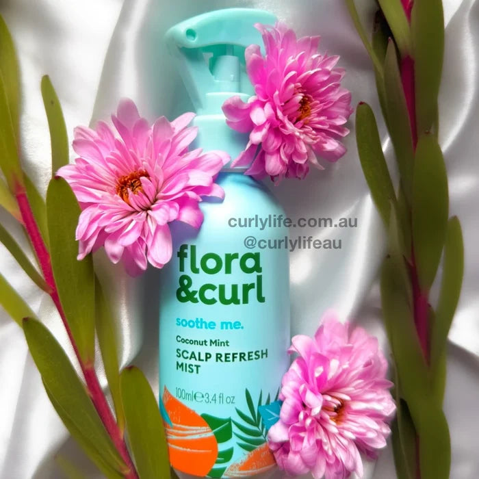 Flora & Curl Coconut Mint Scalp Refresh Mist, hydrating mist for refreshing dry or flat curls