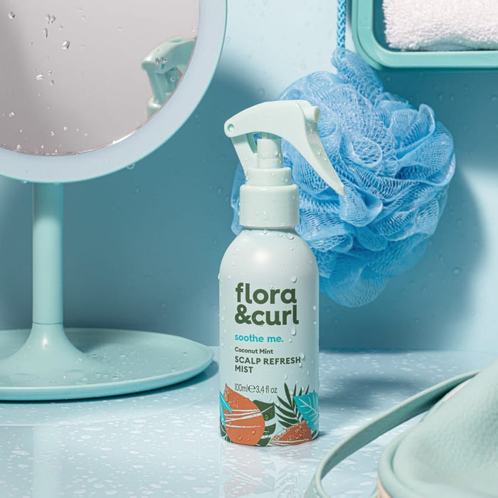 Flora & Curl Coconut Mint Scalp Refresh Mist, suits wavy, curly and coily hair types