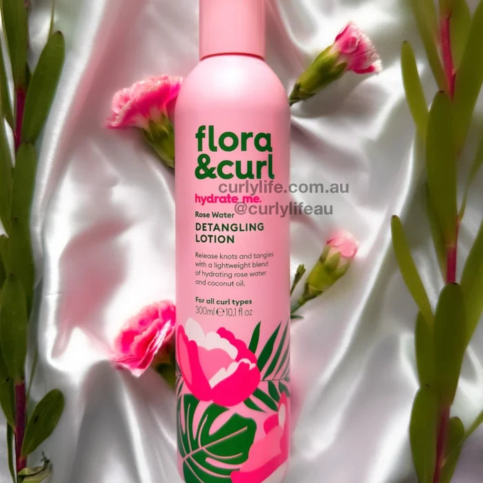 Flora & Curl Rose Water Detangling Leave-In Lotion, leave in treatment for detangling and hydrating curls
