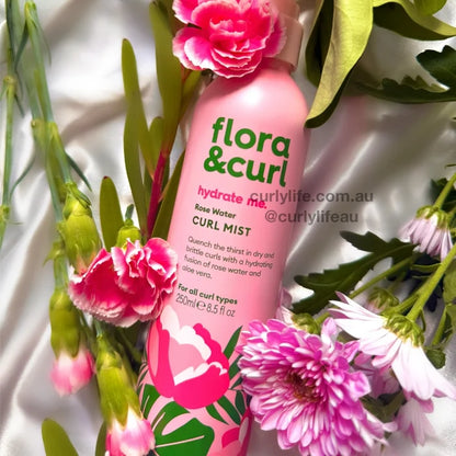 Flora & Curl Rose Water Hydrating Hair Mist, hydrating mist for refreshing dry or flat curls
