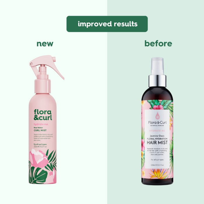 Flora & Curl Rose Water Hydrating Hair Mist, curl refresh spray available in Australia