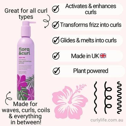 Flora & Curl Sweet Hibiscus Curl Activating Lotion, curl cream for moisture, softness and definition