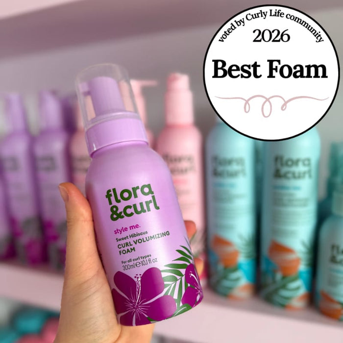 Flora & Curl Sweet Hibiscus Curl Volumizing Foam, lightweight mousse for soft, bouncy curls