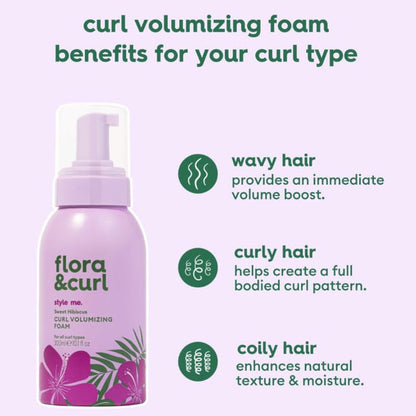 Flora & Curl Sweet Hibiscus Curl Volumizing Foam, part of a curl care routine from Curly Life