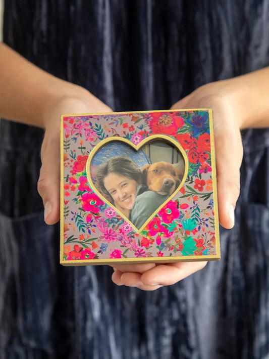 "Floral" Mini Heart Wooden Picture Frame