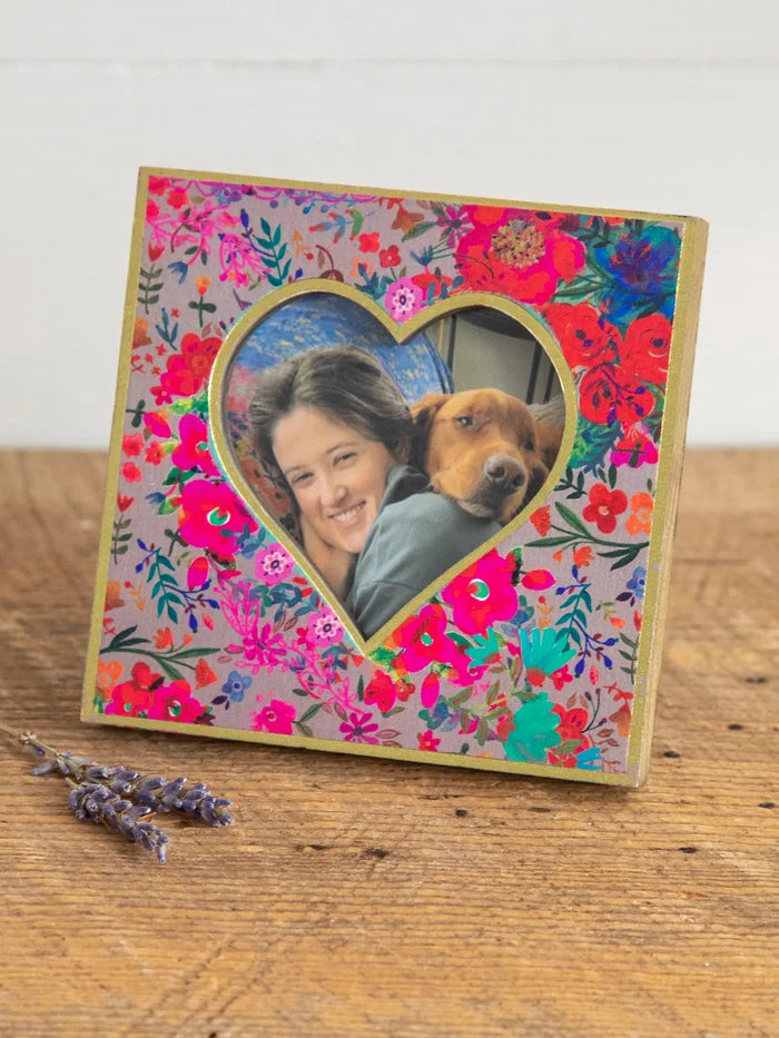 "Floral" Mini Heart Wooden Picture Frame