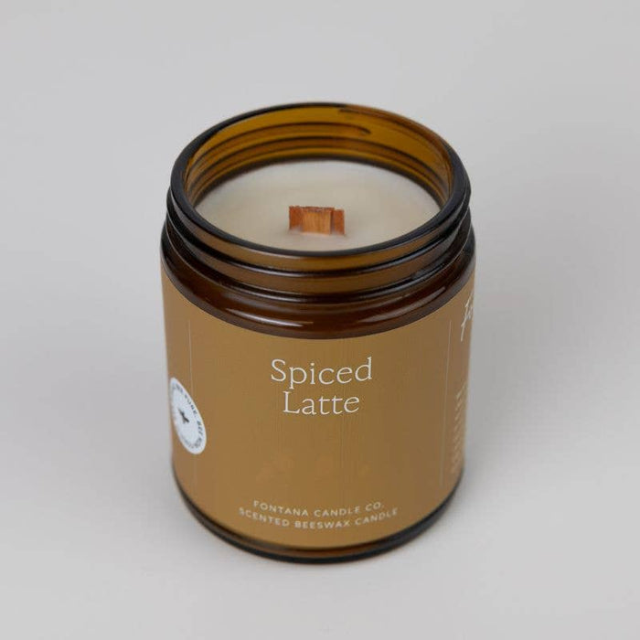 Fontana Candle Co. - Spiced Latte Essential Oil Beeswax Jar Candle: Non-Toxic
