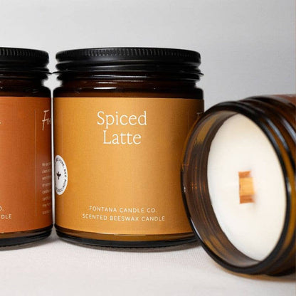 Fontana Candle Co. - Spiced Latte Essential Oil Beeswax Jar Candle: Non-Toxic