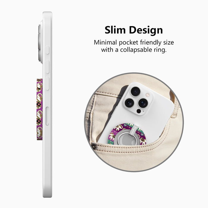 Fortune Parade Hold It Fancy MagSafe grip ring with a colorful boho elephant parade print from Fancy Bands