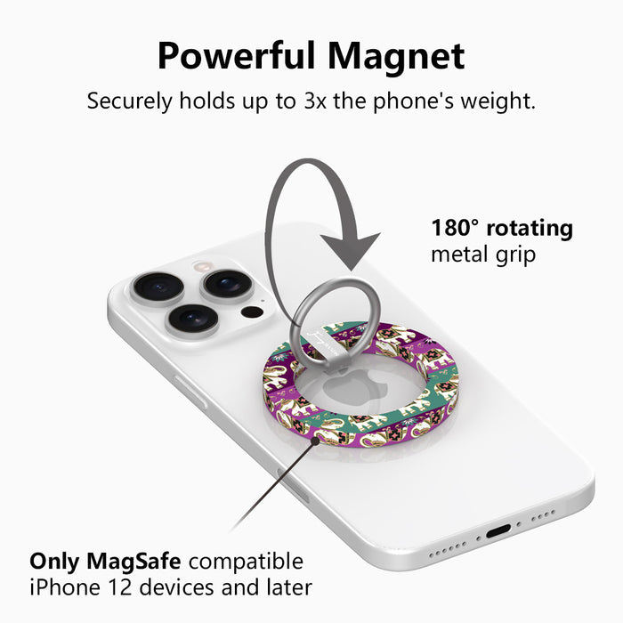 Fortune Parade Hold It Fancy MagSafe grip ring with a colorful boho elephant parade print from Fancy Bands